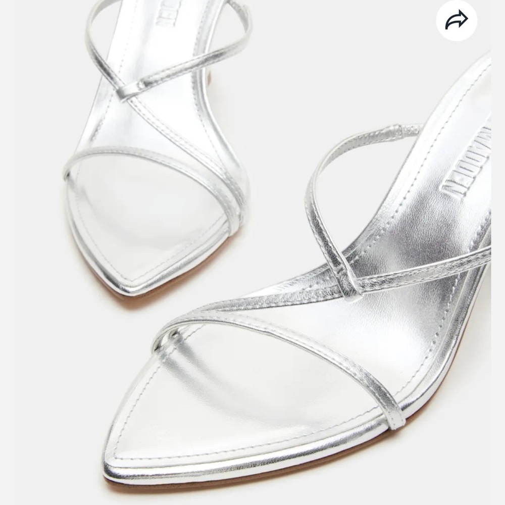 Steve Madden Silver Pointed Heel Sandals - Picture 6 of 9